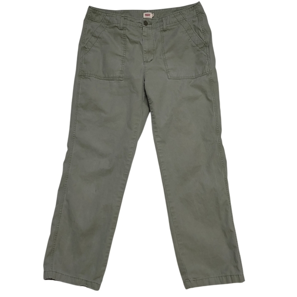 Levis Utility Chino Pants Olive Army Green Size 29 Back Flap Pockets - Picture 5 of 15